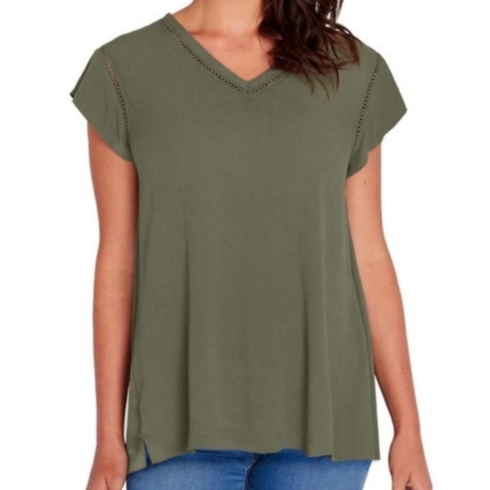 BUFFALO DAVID BITTON OLIVE GREEN BLOUSE